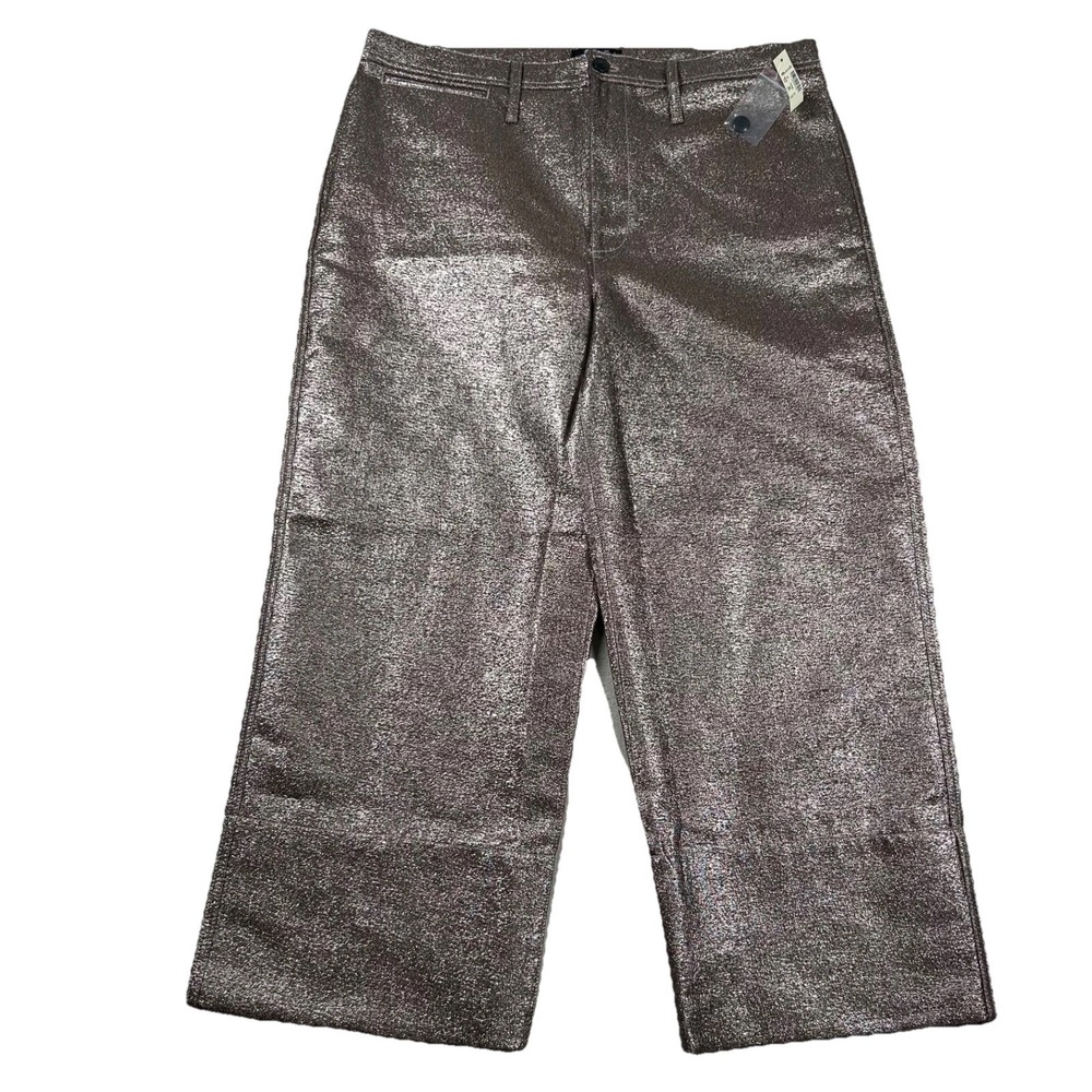 Madewell Pants Womens 33 Slim Emmett WIde-Leg Crop Sparkle Rose Gold